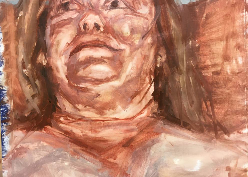 Painted closeup of a nude figure