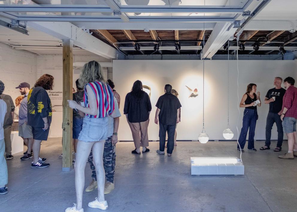 Opening crowd at Preservation of Bodies