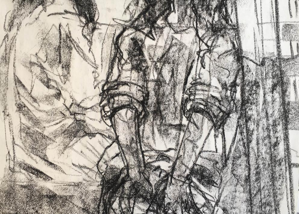Abstract Charcoal Figure Drawing Dancer in Motion by Kathleen Ney  Chairish